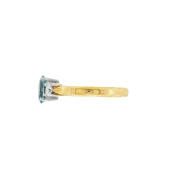 Aquamarine and Diamond 3 Stone, 18ct Yellow & Platinum Ring