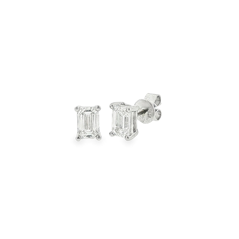 Lab Grown 1.86ct Emerald Cut Diamond Single Stone, PlatinumEarrings