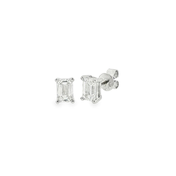 Lab Grown 1.86ct Emerald Cut Diamond Single Stone, PlatinumEarrings