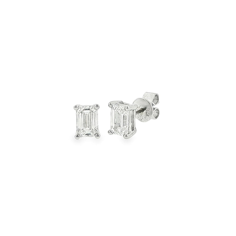 Lab Grown 1.86ct Emerald Cut Diamond Single Stone, PlatinumEarrings