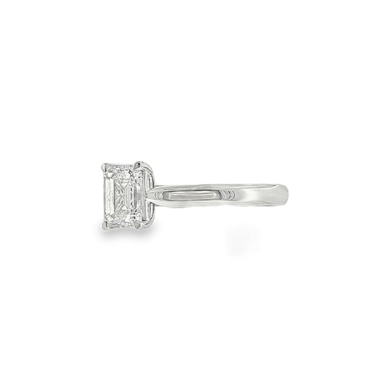 Emerald Cut 1.00ct Diamond, Platinum Single Stone Ring