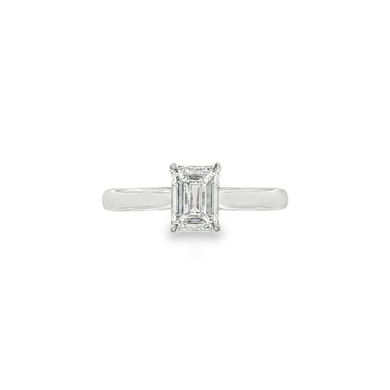 Emerald Cut 1.00ct Diamond, Platinum Single Stone Ring