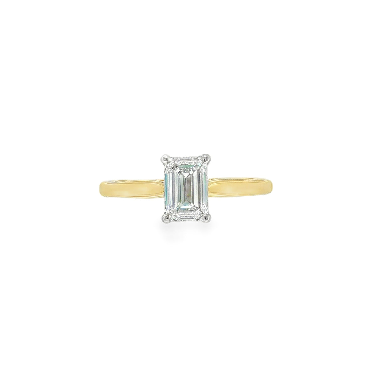 Emerald Cut 1.02ct Lab Grown Diamond, 18ct Yellow Gold Ring