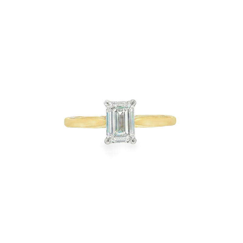 Emerald Cut 1.02ct Lab Grown Diamond, 18ct Yellow Gold Ring
