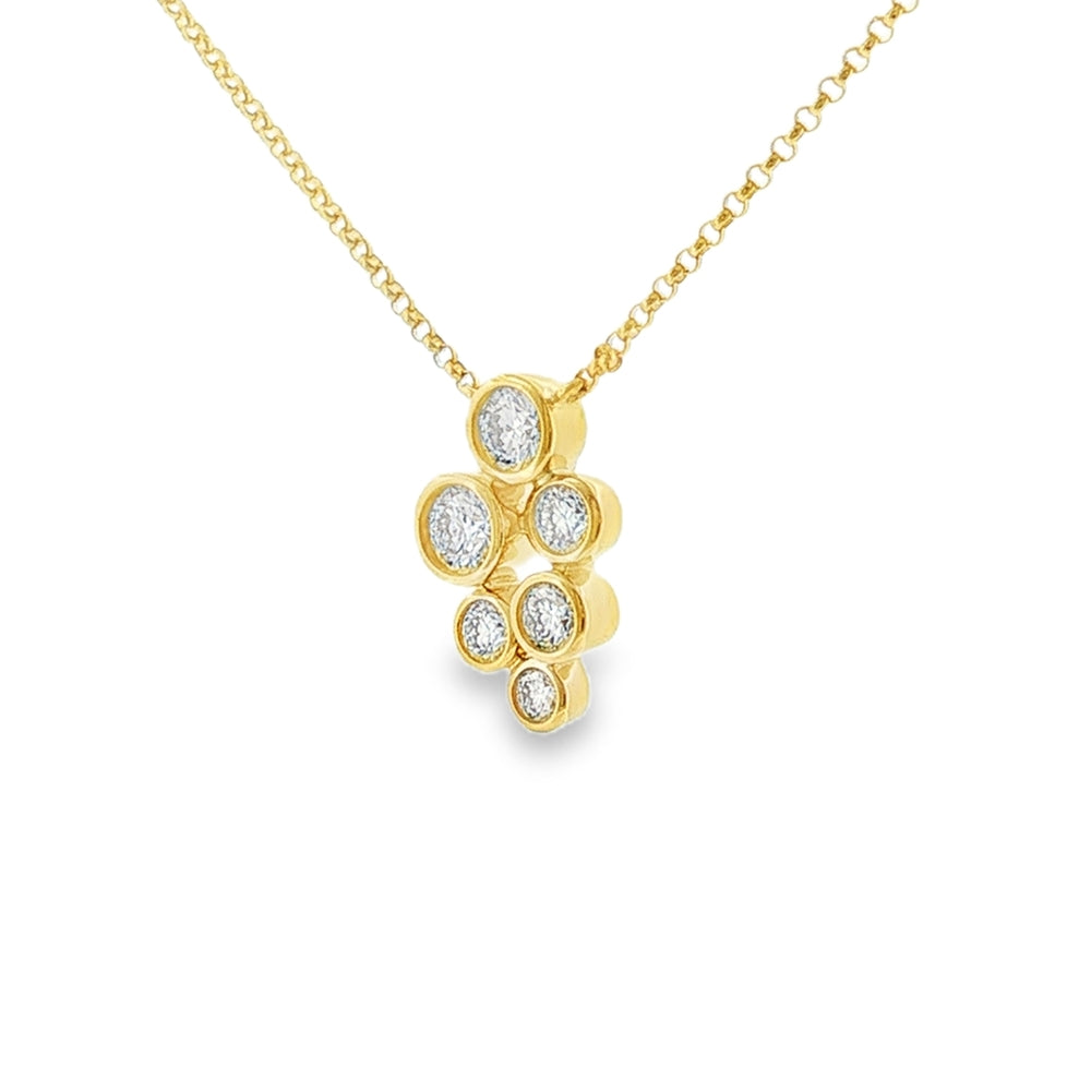 Diamond Round Brilliant 0.83ct, 9ct Yellow Gold Rubover Pendant