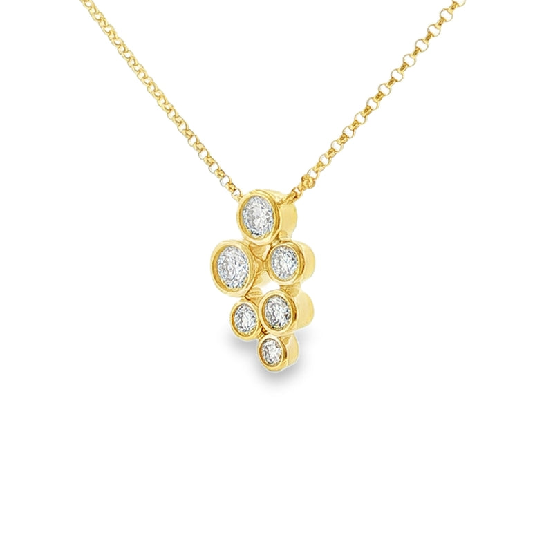 Diamond Round Brilliant 0.83ct, 9ct Yellow Gold Rubover Pendant