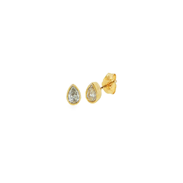 Diamond Pear Cut 0.42ct, 9ct Yellow Gold Stud Earrings