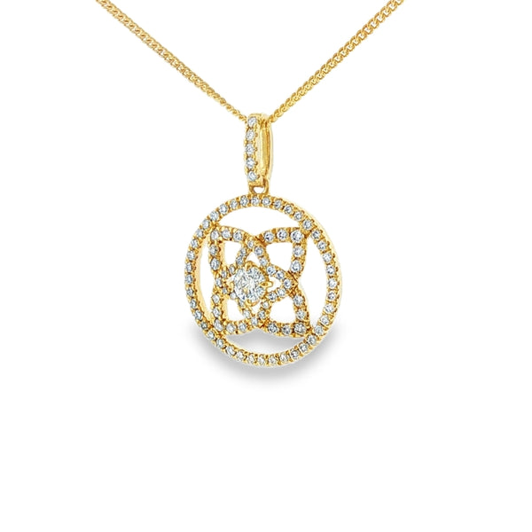 Diamond Circle Floral 0.47ct, 9ct Yellow Gold Pendant