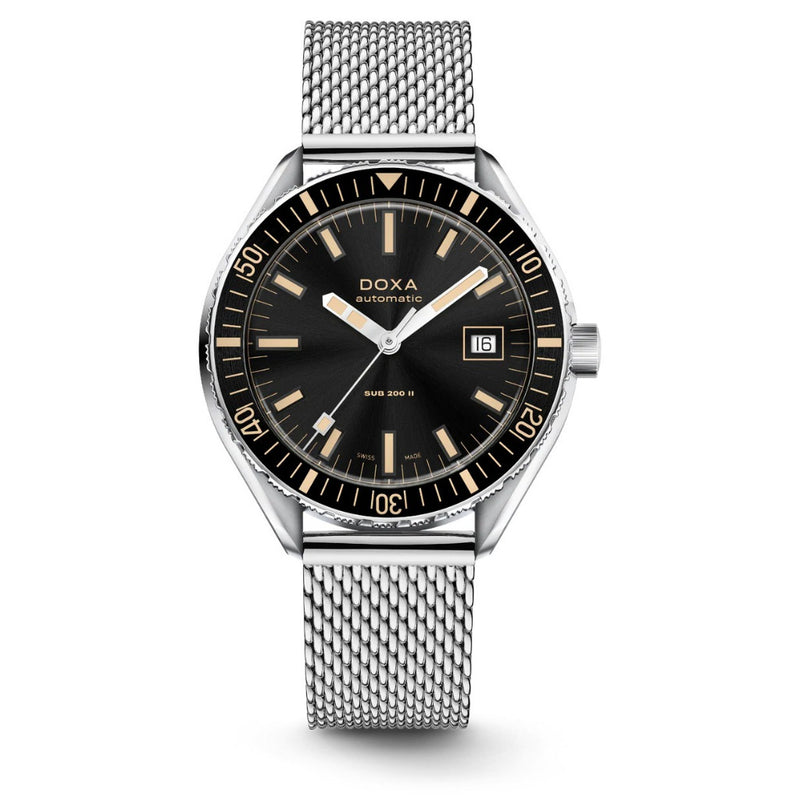 Doxa SUB 200 II Sharkhunter Black Mesh Bracelet 44mm Watch 795.10.101.10
