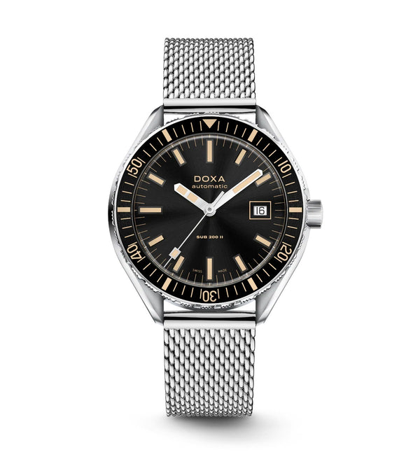 Doxa SUB 200 II Sharkhunter Black Mesh Bracelet 44mm Watch 795.10.101.10