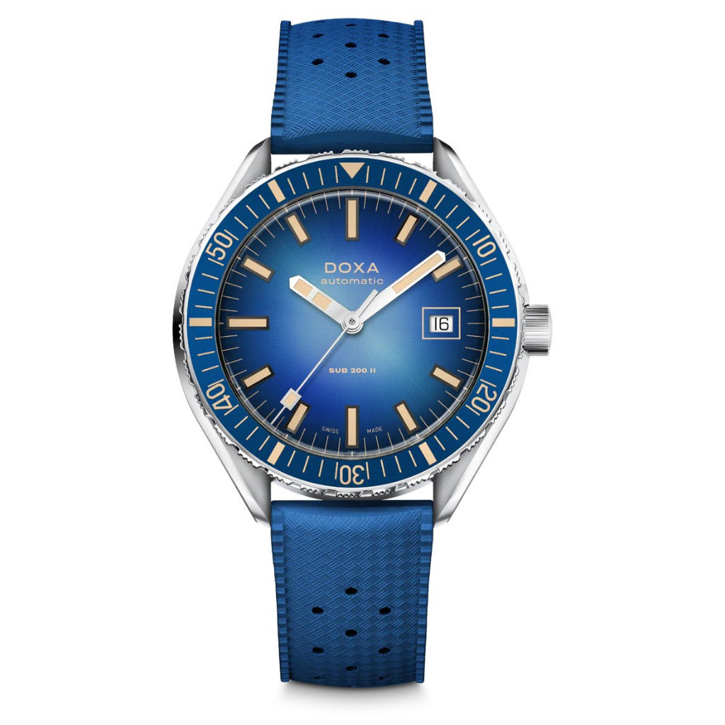 Doxa SUB 200 II Caribbean Rubber Strap 44mm Watch 795.10.201.32