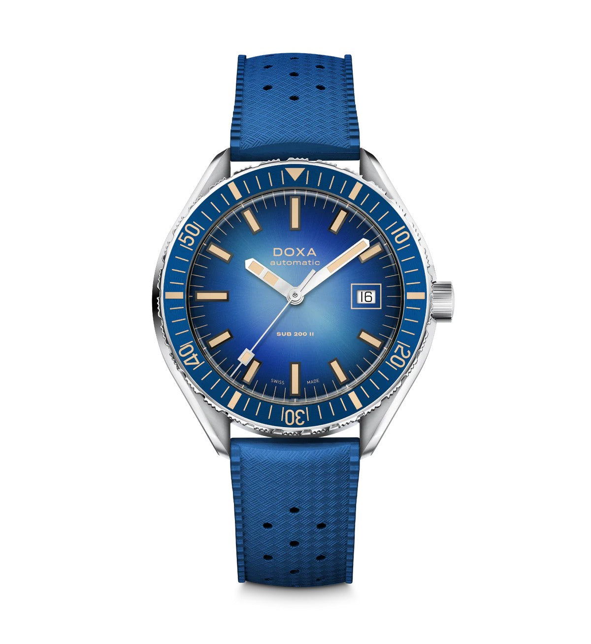 Doxa SUB 200 II Caribbean Rubber Strap 44mm Watch 795.10.201.32