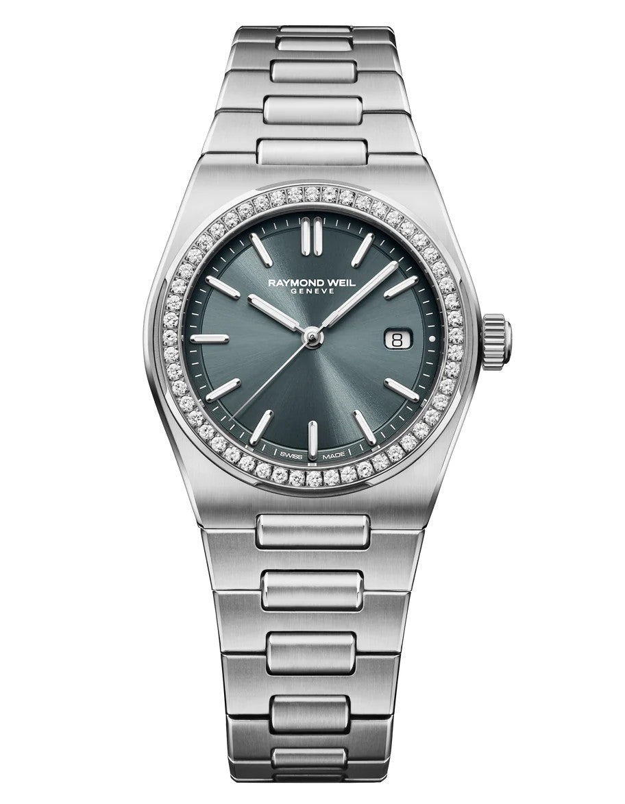 Raymond Weil A.R.T. Date Blue Dial Diamond Bezel 30mm Watch 1250-STS-56001