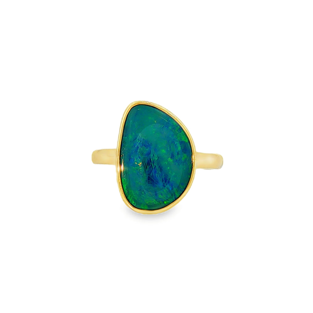 Opal Freeform Doublet, 9ct Yellow Gold Ring
