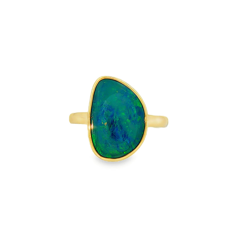 Opal Freeform Doublet, 9ct Yellow Gold Ring