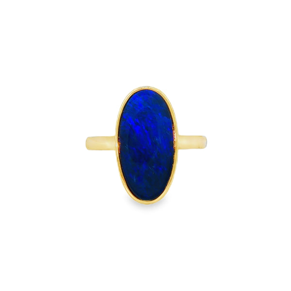 Opal Freeform Doublet, 9ct Yellow Gold Ring
