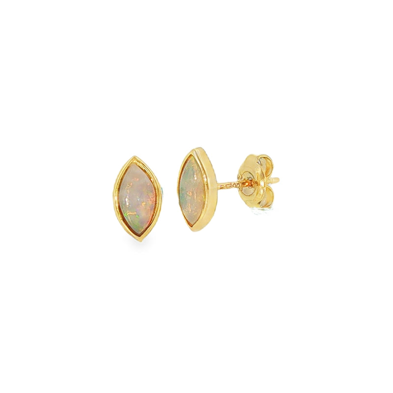 Opal Marquise 8x4mm, 9ct Yellow Gold Stud Earrings