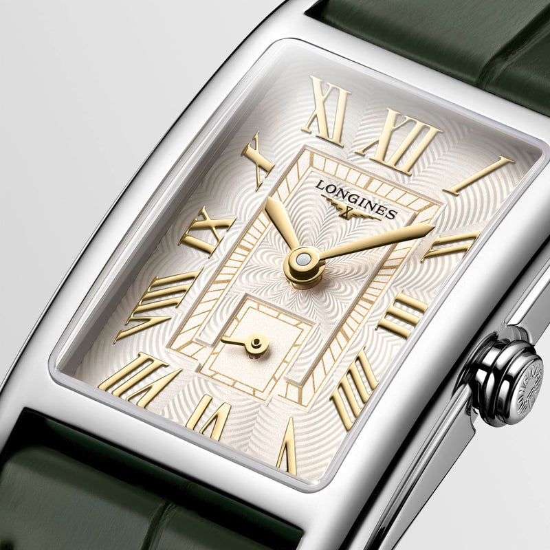 Longines DolceVita Steel 20.8x32mm Green Leather Strap Watch L5.255.4.08.2