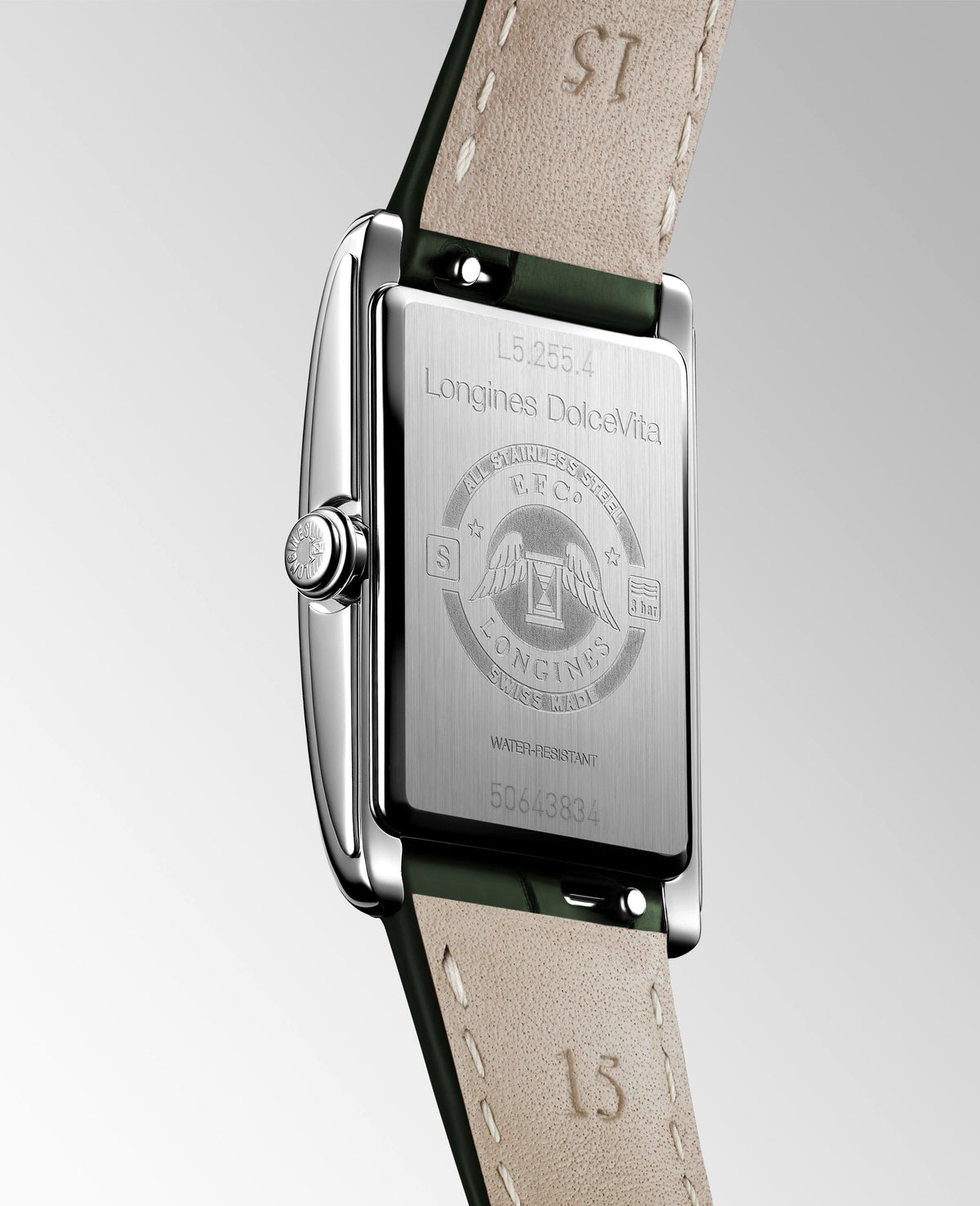 Longines DolceVita Steel 20.8x32mm Green Leather Strap Watch L5.255.4.08.2