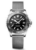 Longines HydroConquest Grey 39mm Steel Mesh Bracelet Watch L3.779.4.70.6