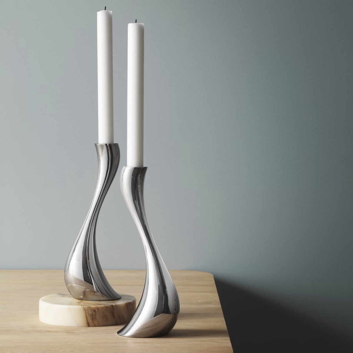 Georg Jensen Cobra Candlestick, Medium, 2 Pack Including Candlesticks