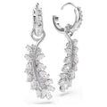 Swarovski Vienna Mixed cuts, Feather, White, Rhodium plated Earrings