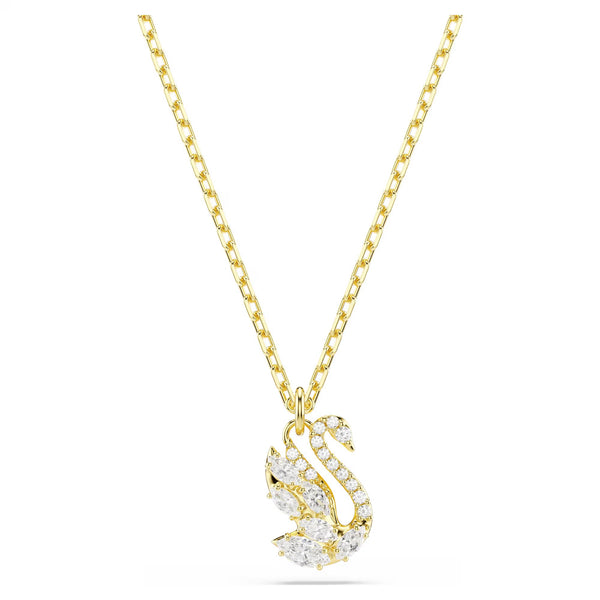Swarovski Mixed cuts, Swan, White, 18K gold finish Pendant