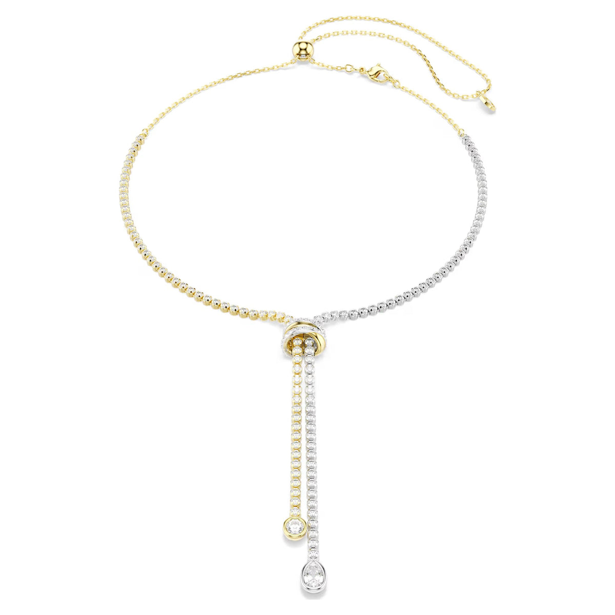 Swarovski Hyperbola Y Round cut, Knot, White, Mixed metal finish Necklace