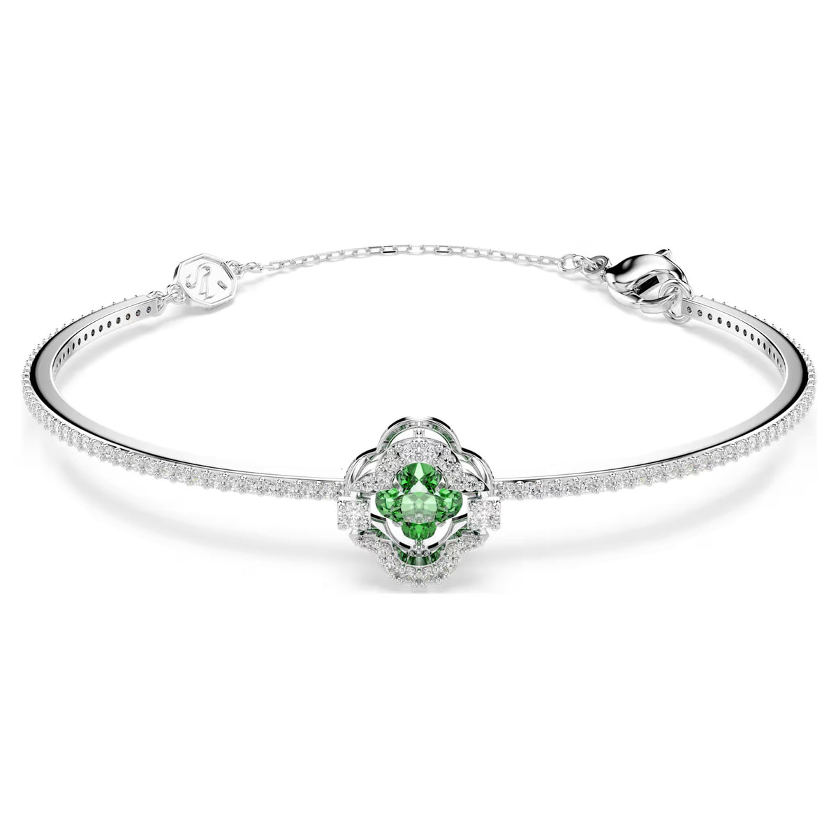 Swarovski Una Angelic Mixed cuts, Green, Rhodium plated Bangle