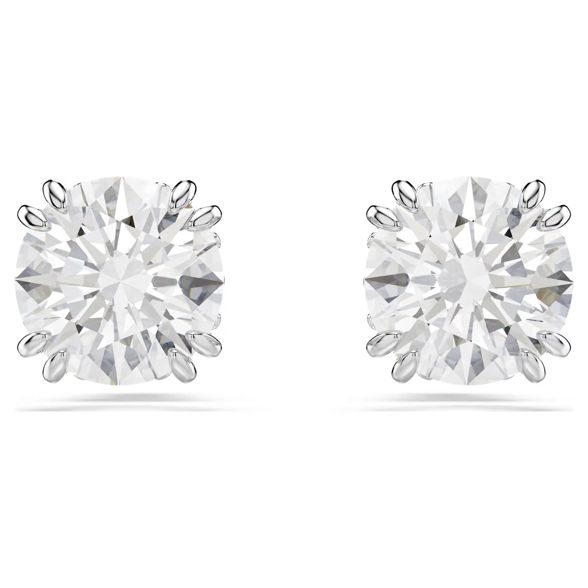 Swarovski Stilla Round cut, White, Rhodium plated Stud Earrings