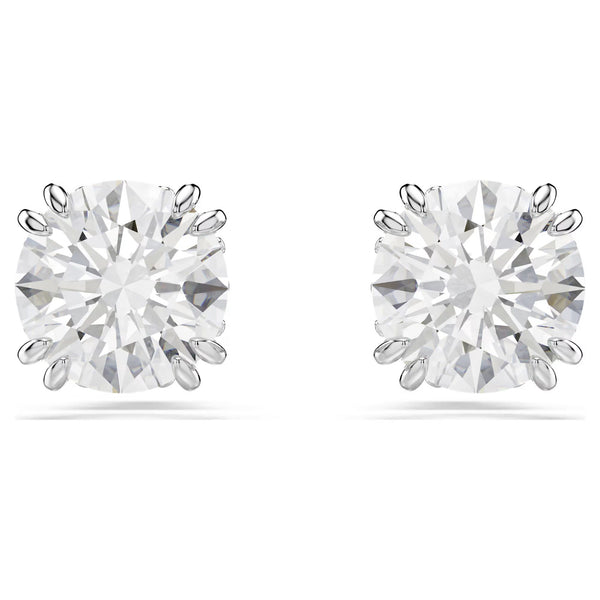 Swarovski Stilla Round cut, White, Rhodium plated Stud Earrings