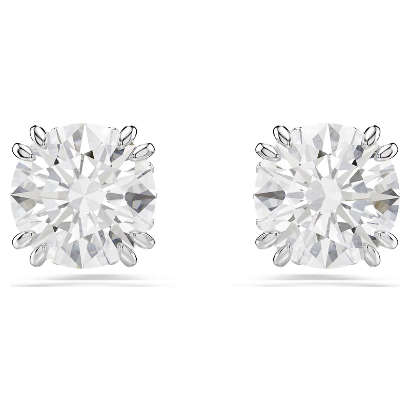 Swarovski Stilla Round cut, White, Rhodium plated Stud Earrings