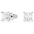 Swarovski Stilla Attract Square cut, White, Rhodium plated Stud Earrings