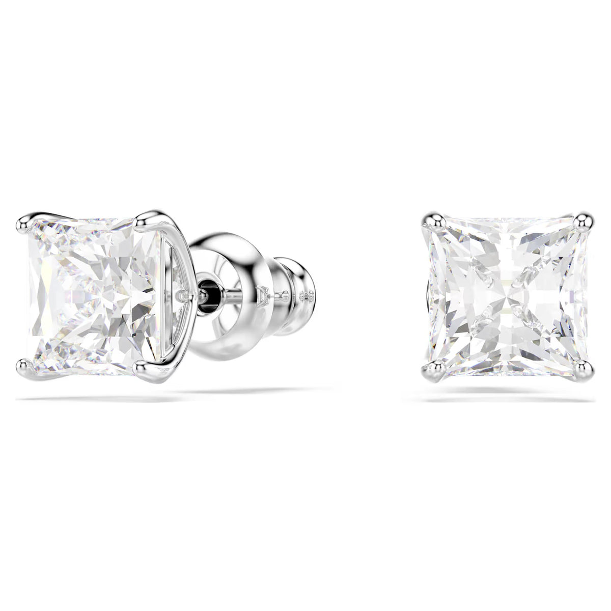 Swarovski Stilla Attract Square cut, White, Rhodium plated Stud Earrings