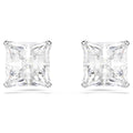 Swarovski Stilla Attract Square cut, White, Rhodium plated Stud Earrings