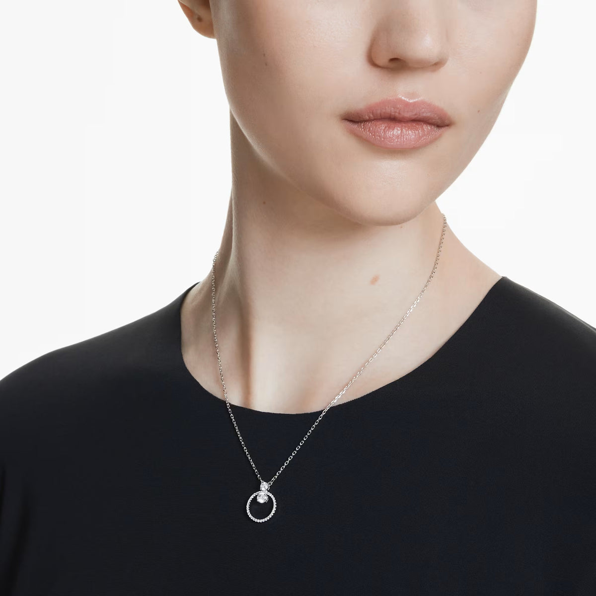 Swarovski Constella Pavé, Round cut, White, Rhodium plated Pendant