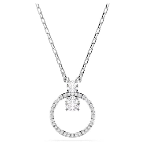 Swarovski Constella Pavé, Round cut, White, Rhodium plated Pendant