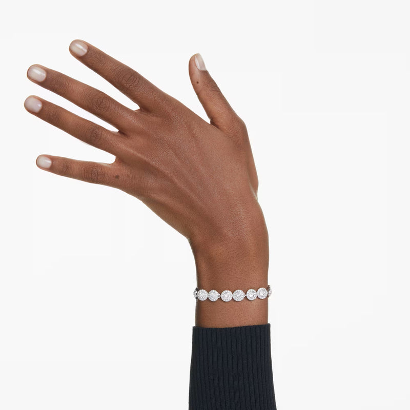 Swarovski Una Angelic Round cut, White, Rhodium plated Bracelet