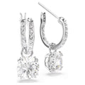 Swarovski Stilla Drop Round cut, White, Rhodium plated Earrings