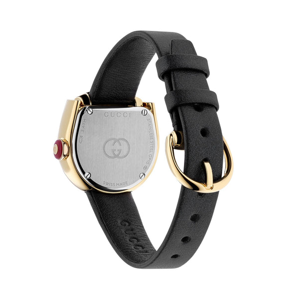 GUCCI Horsebit Black Dial 27x23mm, Yellow Gold Plated Watch YA168505