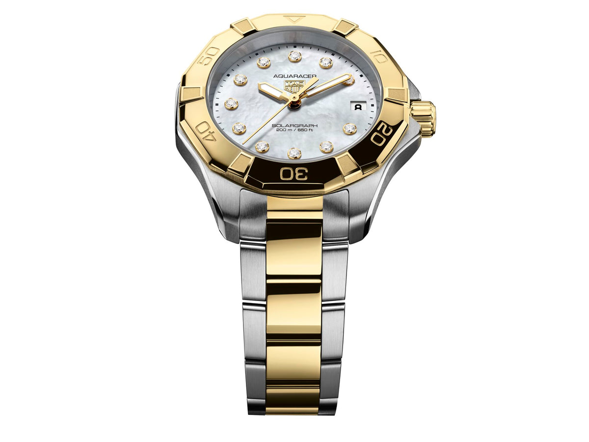 Tag Heuer Aquaracer Professional 200 Solargraph Mother of Pearl Two-Tone 34mm WBP1326.BB0004