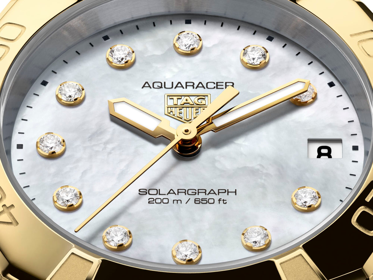 Tag Heuer Aquaracer Professional 200 Solargraph Mother of Pearl Two-Tone 34mm WBP1326.BB0004
