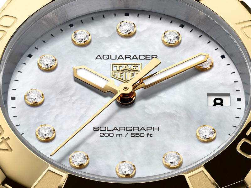 Tag Heuer Aquaracer Professional 200 Solargraph Mother of Pearl Two-Tone 34mm WBP1326.BB0004