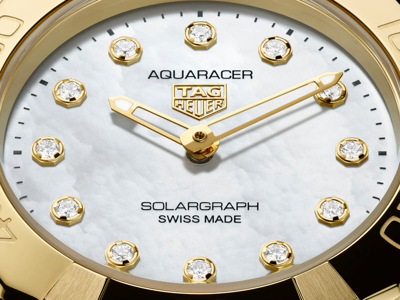 Tag Heuer Aquaracer Professional 100 Solargraph Mother of Pearl Two-Tone 28mm WBP1422.BB0006