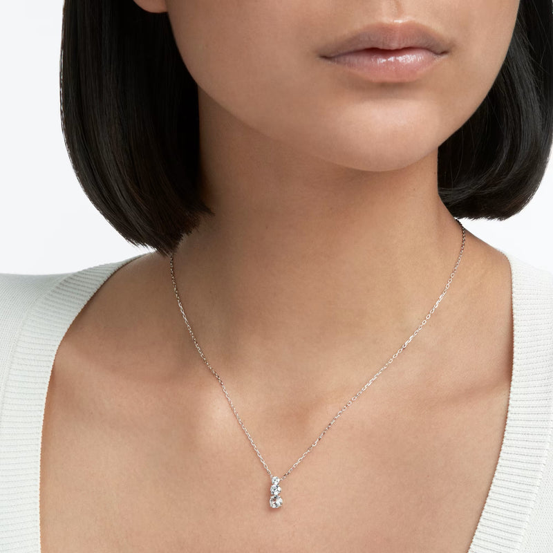 Swarovski Stilla Attract Round cut, White, Rhodium plated Pendant