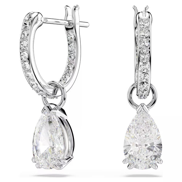 Swarovski Stilla Pear cut, Round cut, White, Rhodium plated Earrings