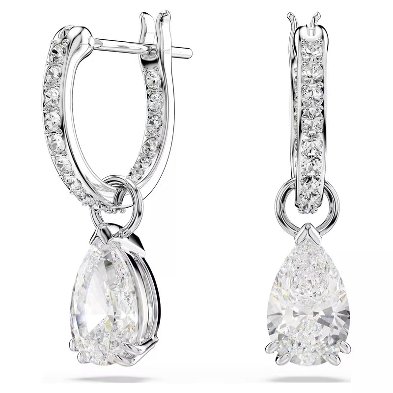Swarovski Stilla Pear cut, Round cut, White, Rhodium plated Earrings
