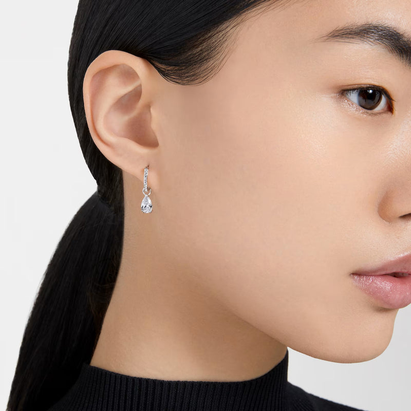Swarovski Stilla Pear cut, Round cut, White, Rhodium plated Earrings