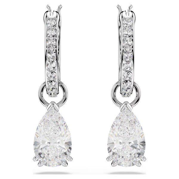 Swarovski Stilla Pear cut, Round cut, White, Rhodium plated Earrings