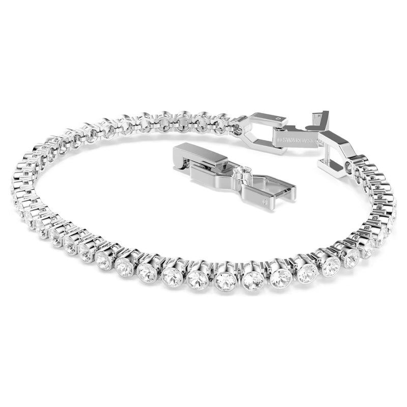 Swarovski Imber Emily Round cut, White, Rhodium plated Tennis Bracelet